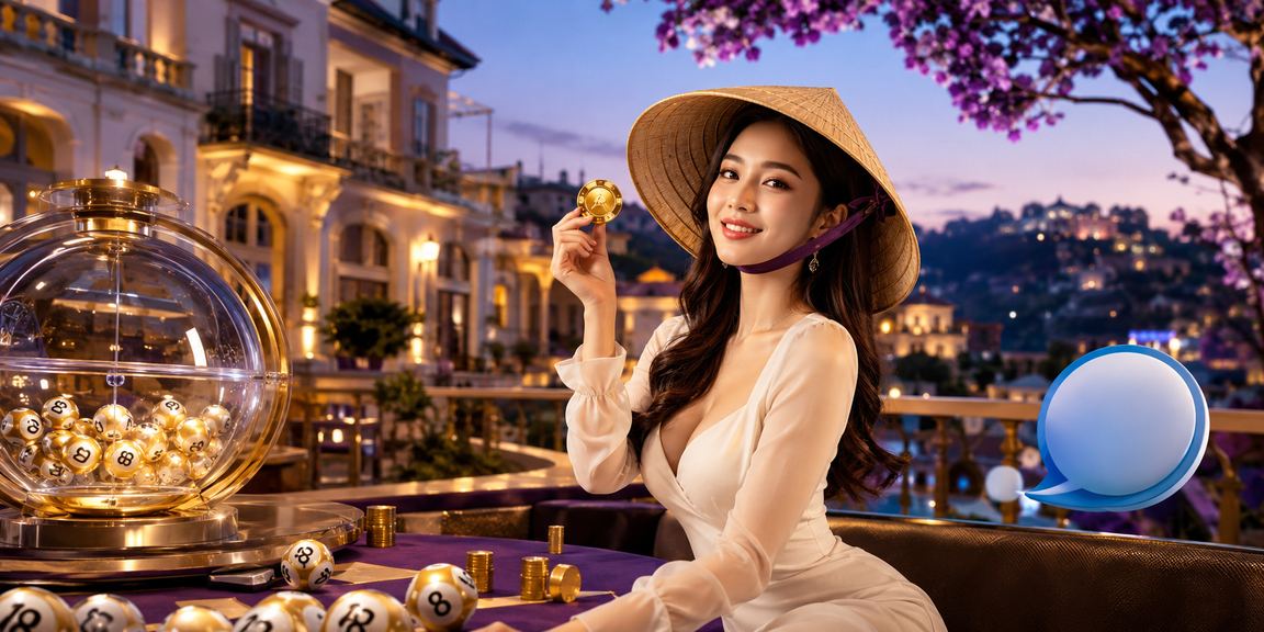 Người dùng Đà Lạt thư giãn với nón lá và trải nghiệm trò chơi slots trên điện thoại