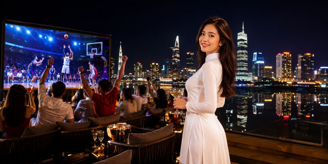 Người dùng TP.HCM xem tỷ lệ cá cược bóng rổ trên ứng dụng di động trong trang phục áo dài